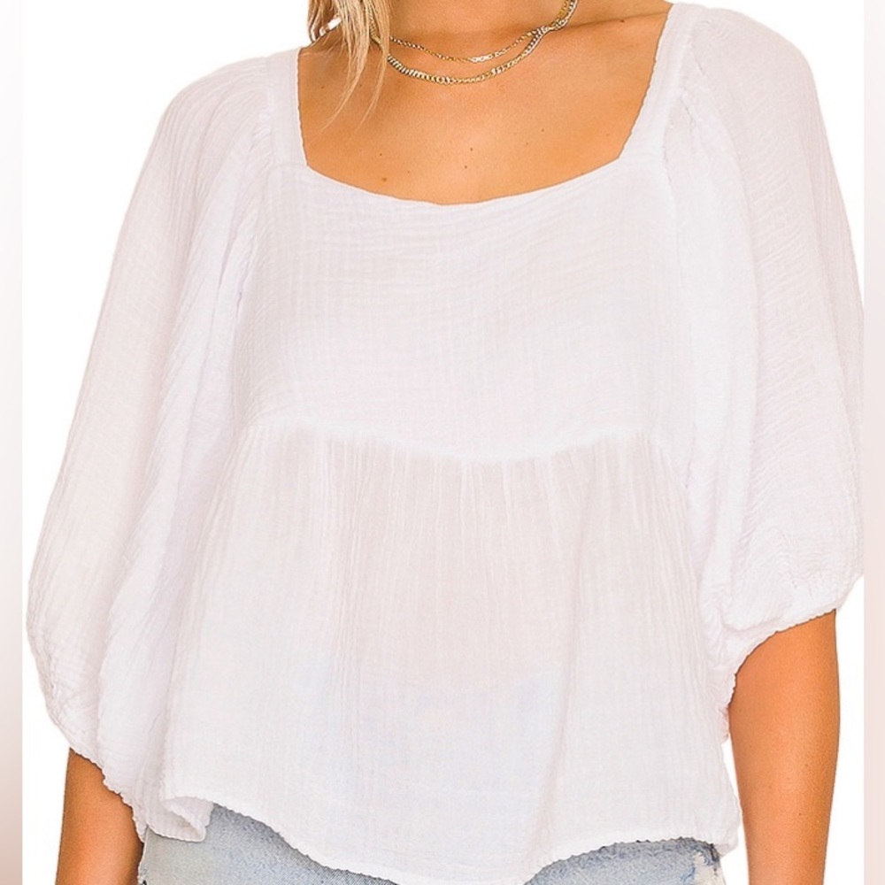 Michael Stars White Summer Top “Patsy Puff Sleeve Top” - S: M — pics coming